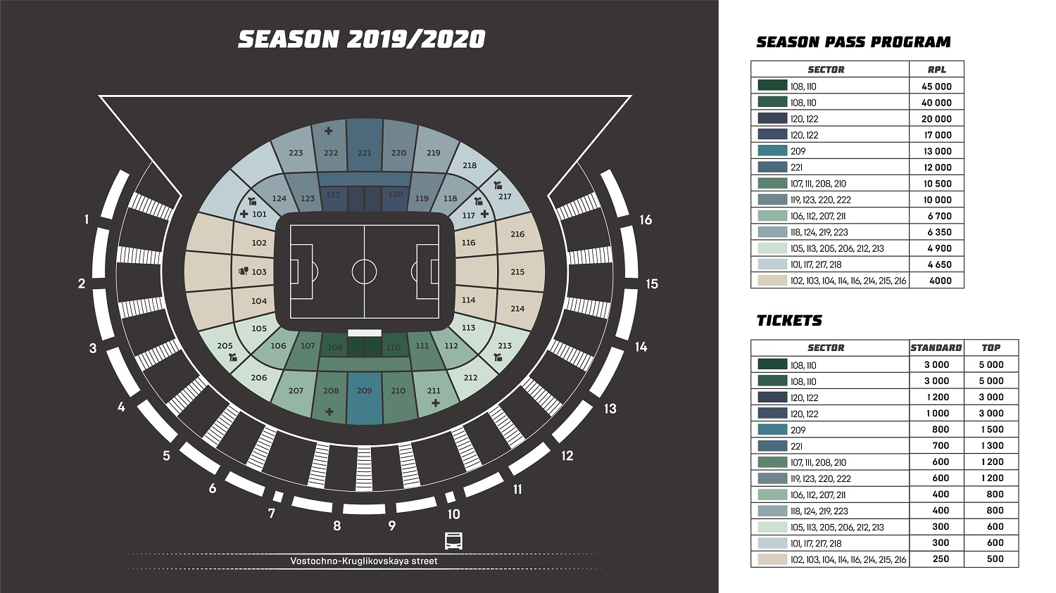 Схема стадиона ФК Краснодар с ценами